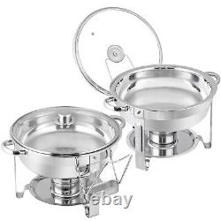 Ensemble de buffet et réchauds en acier inoxydable de 5 litres avec couvercle en verre - 4 packs