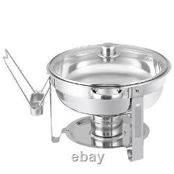 Ensemble de buffet et réchauds en acier inoxydable de 5 litres avec couvercle en verre - 4 packs