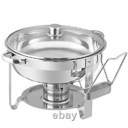 Ensemble de buffet et réchauds en acier inoxydable de 5 litres avec couvercle en verre - 4 packs