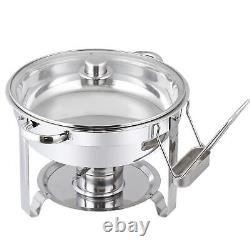 Ensemble de buffet et réchauds en acier inoxydable de 5 litres avec couvercle en verre - 4 packs