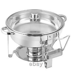 Ensemble de buffet et réchauds en acier inoxydable de 5 litres avec couvercle en verre - 4 packs