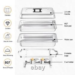 Ensemble de buffets avec plat à réchaud, 4 packs, 8 quarts, en acier inoxydable pliable rectangulaire