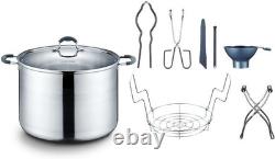 Ensemble de casserole de mise en conserve en acier inoxydable de 20 quarts avec support, pinces, élévateur et entonnoir