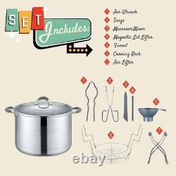 Ensemble de casserole de mise en conserve en acier inoxydable de 20 quarts avec support, pinces, élévateur et entonnoir