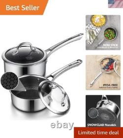 Ensemble de casseroles antiadhésives de 1,5 litre et 2,5 litres en acier inoxydable, compatible avec l’induction et le four