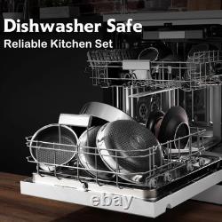 Ensemble de casseroles antiadhésives de 1,5 litre et 2,5 litres en acier inoxydable, compatible avec l’induction et le four