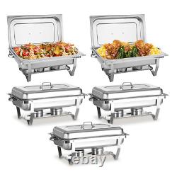 Ensemble de chafing dish en acier inoxydable avec bac à nourriture de 8 quarts, argent