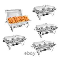 Ensemble de chafing dish en acier inoxydable avec bac à nourriture de 8 quarts couleur argent