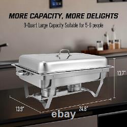 Ensemble de chafing dish en acier inoxydable avec bac à nourriture de 8 quarts couleur argent