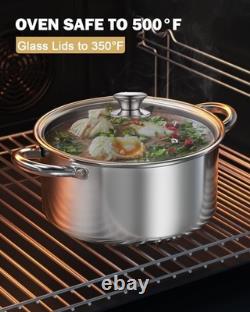 Ensemble de cuiseur à pâtes et vapeur en acier inoxydable de 8 quarts