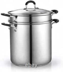 Ensemble de cuiseurs à pâtes en acier inoxydable de 12 quarts