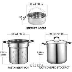 Ensemble de cuisson pour pâtes en acier inoxydable de 12 quarts