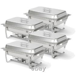 Ensemble de plats à réchaud pliables pratiques en acier inoxydable de 8 quarts pour buffet