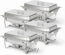 Ensemble de plats à réchaud pliables pratiques en acier inoxydable de 8 quarts pour buffet