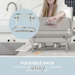 Ensemble de plats à réchaud pliables pratiques en acier inoxydable de 8 quarts pour buffet