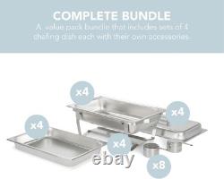 Ensemble de plats à réchaud pliables pratiques en acier inoxydable de 8 quarts pour buffet