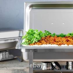 Ensemble de plats à réchaud pliables pratiques en acier inoxydable de 8 quarts pour buffet