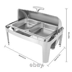Ensemble de plats de maintien au chaud en acier inoxydable robuste à couvercle roulant 9,54 quart