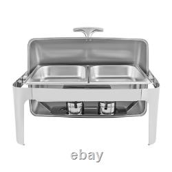 Ensemble de plats de maintien au chaud en acier inoxydable robuste à couvercle roulant 9,54 quart