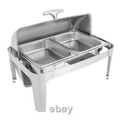 Ensemble de plats de maintien au chaud en acier inoxydable robuste à couvercle roulant 9,54 quart