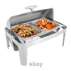 Ensemble de plats de maintien au chaud en acier inoxydable robuste à couvercle roulant 9,54 quart