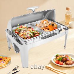 Ensemble de plats de maintien au chaud en acier inoxydable robuste à couvercle roulant 9,54 quart