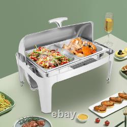 Ensemble de plats de maintien au chaud en acier inoxydable robuste à couvercle roulant 9,54 quart