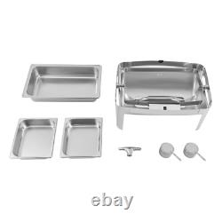 Ensemble de plats de maintien au chaud en acier inoxydable robuste à couvercle roulant 9,54 quart