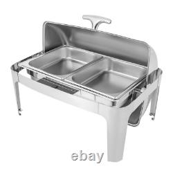 Ensemble de plats de maintien au chaud en acier inoxydable robuste à couvercle roulant 9,54 quart