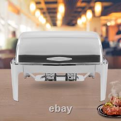 Ensemble de plats de maintien au chaud en acier inoxydable robuste à couvercle roulant 9,54 quart