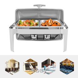 Ensemble de plats de maintien au chaud en acier inoxydable robuste à couvercle roulant 9,54 quart
