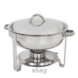 Ensemble de réchaud buffet rond à chafer avec couvercle 5 quarts en acier inoxydable (lot de 5)