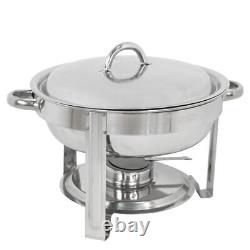 Ensemble de réchaud buffet rond à chafer avec couvercle 5 quarts en acier inoxydable (lot de 5)