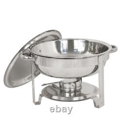 Ensemble de réchaud buffet rond à chafer avec couvercle 5 quarts en acier inoxydable (lot de 5)