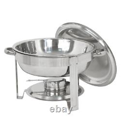 Ensemble de réchaud buffet rond à chafer avec couvercle 5 quarts en acier inoxydable (lot de 5)