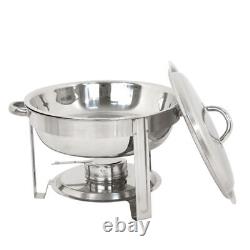 Ensemble de réchaud buffet rond à chafer avec couvercle 5 quarts en acier inoxydable (lot de 5)