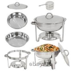 Ensemble de réchaud buffet rond à chafer avec couvercle 5 quarts en acier inoxydable (lot de 5)