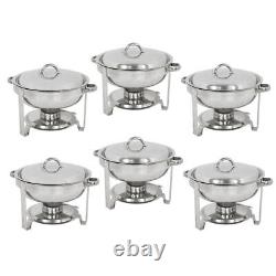 Ensemble de réchaud de buffet rond Chafing Dish avec couvercle 5 litres en acier inoxydable - Lot de 6