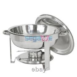 Ensemble de réchaud de buffet rond Chafing Dish avec couvercle 5 litres en acier inoxydable - Lot de 6