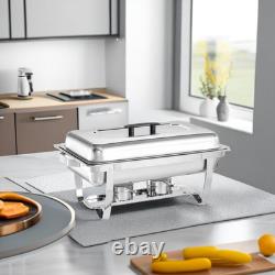 Ensembles de plats à réchaud pour buffet 4 pièces, plats à réchaud en acier inoxydable de 9 quarts