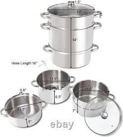Extracteur de jus à vapeur en acier inoxydable, casserole à vapeur pour légumes, multi-quarts