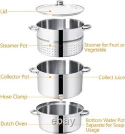 Extracteur de jus à vapeur en acier inoxydable, casserole à vapeur pour légumes, multi-quarts