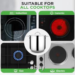 Faitout en acier inoxydable 19 quarts 18/8 de qualité alimentaire, robuste et compatible avec l'induction