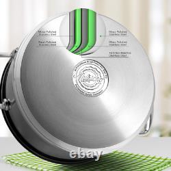 Faitout en acier inoxydable 19 quarts 18/8 de qualité alimentaire, robuste et compatible avec l'induction