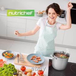 Faitout en acier inoxydable 19 quarts 18/8 de qualité alimentaire, robuste et compatible avec l'induction
