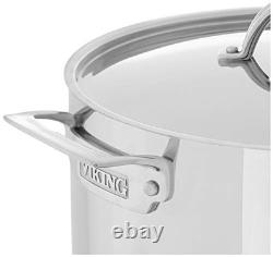 Faitout en acier inoxydable 3 couches Viking, 12 quarts, comprend un couvercle en métal