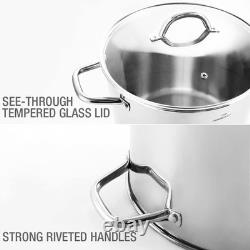 Faitout en acier inoxydable de 20 quarts polyvalent, sûr pour le four et la cuisinière