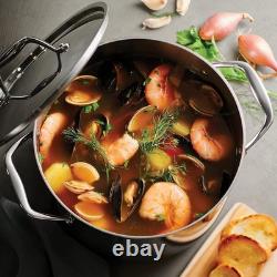 Faitout en acier inoxydable de 8 quarts polyvalent avec poignées rivetées et couvercle