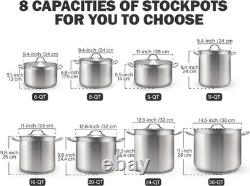 Faitout en acier inoxydable durable de 24 quarts avec couvercle, compatible avec plusieurs types de cuisinières