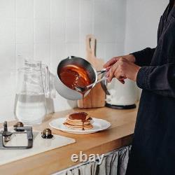 Fracoda casserole en acier inoxydable de 2,5 quarts avec couvercle passoire en verre, casserole à sauce Po
